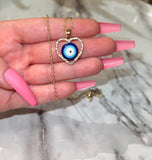 Halo Heart Eye Necklace (Rolo Chain)