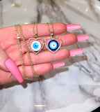Halo Heart Eye Necklace (Rolo Chain)