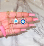 Halo Heart Eye Necklace (Rolo Chain)