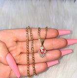 Red Hamsa Eye Necklace