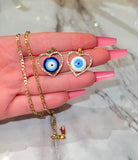 Halo Heart Eye Necklace (Figaro Chain)