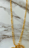 Frosted Mary Heart With Initial (Figaro Chain)