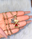 Birthstone Kid And Silver Teddy Necklace (1 Kid)