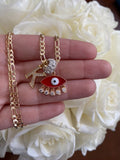 Bling Eye & Initial Necklace (Red)