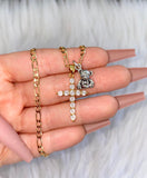 Diamond Inspired Cross & Silver Teddy