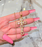 Geo Cross (Pink/Rolo Chain)