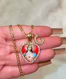 Diamond Image Of Jesus With Initial (Red)