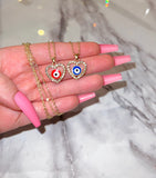 Red Or Blue Heart Eye Necklace