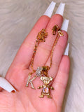 Icy Birthstone And Initial Kids Bracelet (1 To 6 Kids)