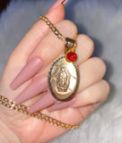 Oval Mother Mary With Birthstone