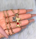 Birthstone Kid And Silver Teddy Necklace (1 Kid)