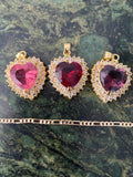 Large Icy Heart Necklace In Multiple Colors