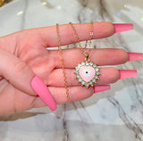 Bling Eye Heart (Pink/Rolo Chain)