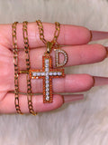 Red Icy Square Cross With Initial