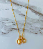 Pink Diamond Mary Necklace With Initial (Rolo Chain)