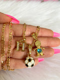 Soccer Ball, Initial, And Birthstone Necklace