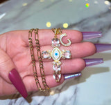 Eye Cross & Letter (Figaro Chain)