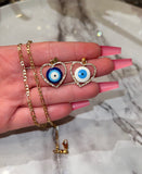 Halo Heart Eye Necklace (Figaro Chain)