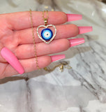Halo Heart Eye Necklace (Rolo Chain)