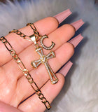 Enchanted Cross & Initial (Figaro Chain)
