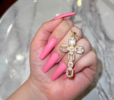 Geo Cross (Pink/Rolo Chain)