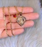 Diamond Cut Mary Heart With Birthstone