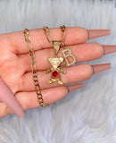 Icy Initial And Birthstone Kid Necklace (1 Kid/No Ball)