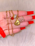 Mom Heart With Icy Initial & Birthstone (1 To 3)