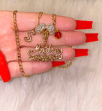 Gold Madre With Initial & Birthstone (1 To 3)