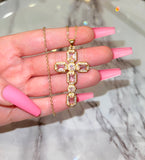 Geo Cross (Pink/Rolo Chain)