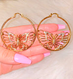 Bling Butterfly Hoops