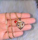 Diamond Cut Mary Heart With Birthstone