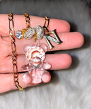 Crystal Teddy, Bling Initial, And Birthstone Combo