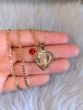Diamond Cut Mary Heart With Birthstone
