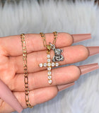 Diamond Inspired Cross & Silver Teddy