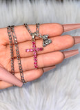 Red Cross & Teddy Necklace