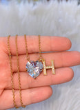 Solitaire Heart & Initial Necklace