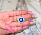 Bling Eye Heart (Navy/Rolo Chain)