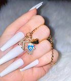 Hamsa Eye And Initial Necklace