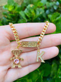 Kids Birthstone And Initial Bracelet