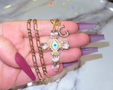 Eye Cross & Letter (Figaro Chain)