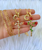 Dazzling Rose Cross With Bling Initial