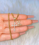 Kourtney Cross & Initial (Cuban Chain)