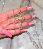 Geo Cross (Pink/Rolo Chain)