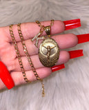 Oval Diamond Cut Jesus Necklace With Initial