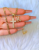 Sugar Cross & Initial (Figaro Chain)