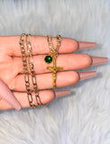 Golden Crucifix & Birthstone Necklace