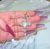 Mother Mary Cross & Letter (Box Chain)
