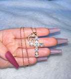 Oval Cross & Initial (Rolo Chain)