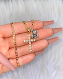Diamond Inspired Cross & Silver Teddy